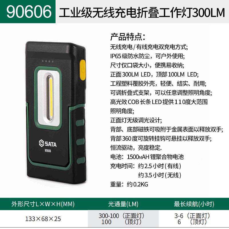 世达工业级工作灯无线充电折叠LED强光强磁应急汽修维修灯手电筒