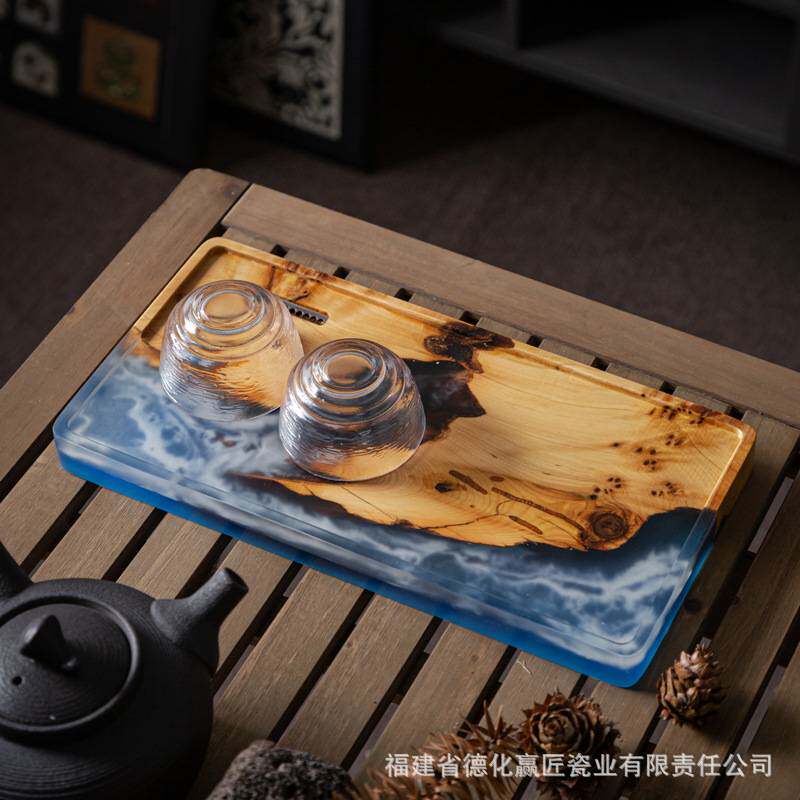 崖柏木茶盘新中式木质小茶盘长方形提手茶具托盘家用酒店茶托盘