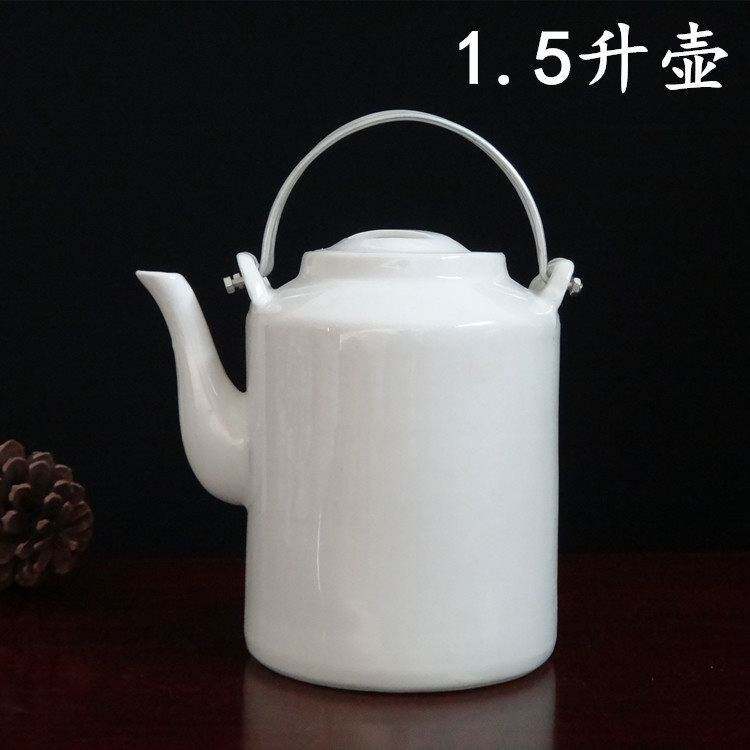 景德镇纯白陶瓷提梁壶开水壶凉水壶泡茶壶耐高温厚实老款大容量壶