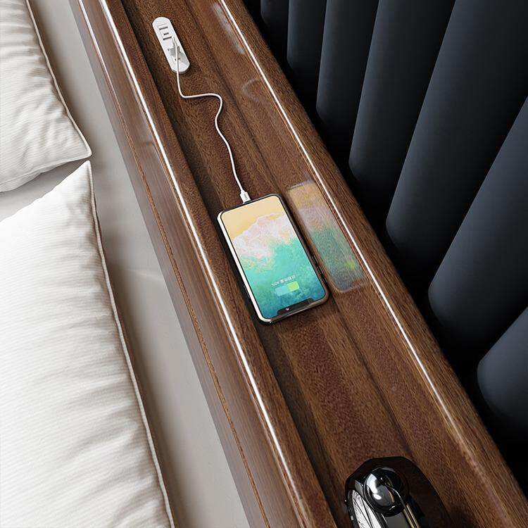 中式简jm122#型约胡桃木实木1卧床主卧1米8双人床.5米小户室储物