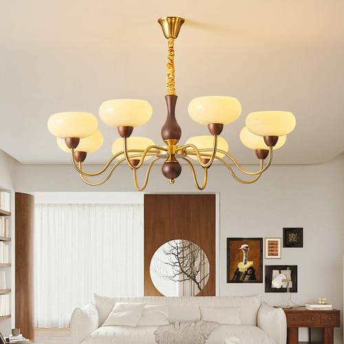 新中式客吊灯创意餐厅护灯设卧计厅师款实木中古329风室书房间眼