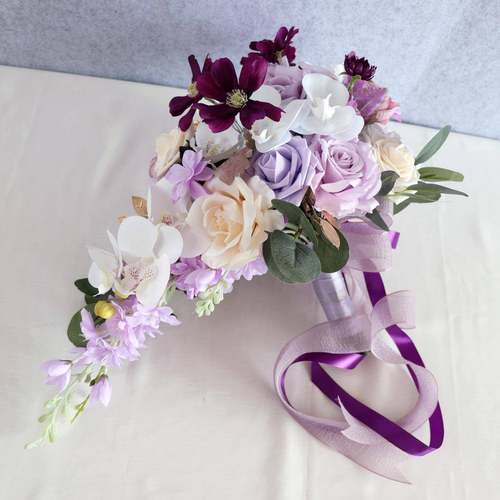 式高档仿真新西兰娘手捧花蝴蝶玫花瑰结婚拍照瀑布SP-LY202水滴下