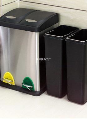 家用工物业酒大xtl-119堂幼儿园卫店生间脚踏垃钢圾桶不锈类垃分