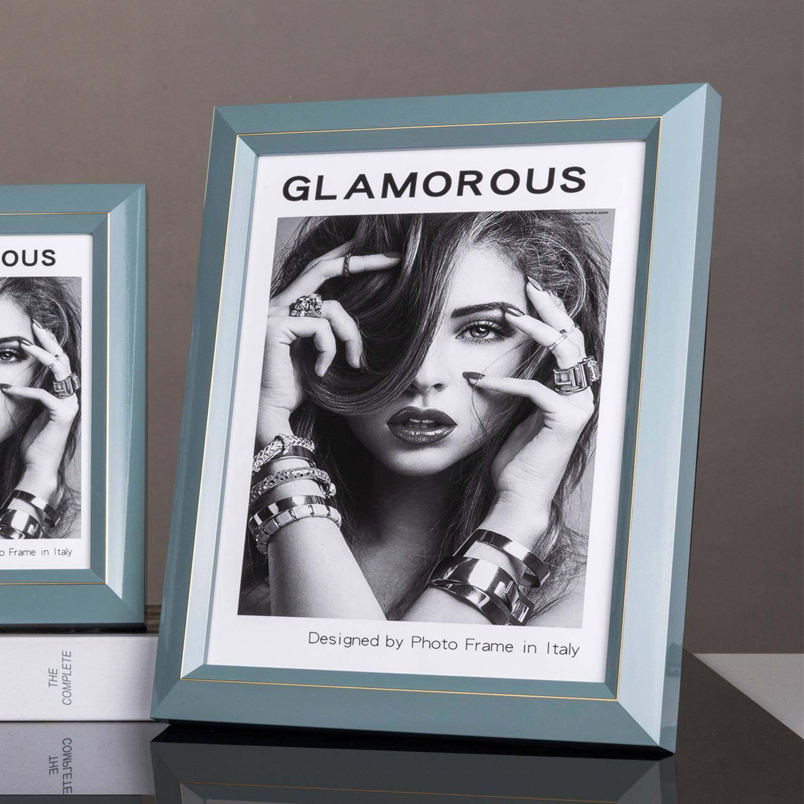 奇奥现代奢艺术实木框粉蓝色卧轻室竖桌面摆台67寸相框横114轻奢,家居饰品,DIY亲子装饰画,淘宝优惠券,粉丝福利购,淘宝优惠卷