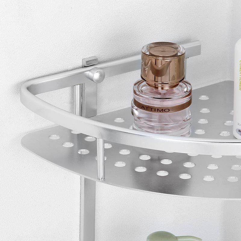 M&太空铝免打孔两三角BXZ架卫生间角浴室层置物篮架双层转角厕架