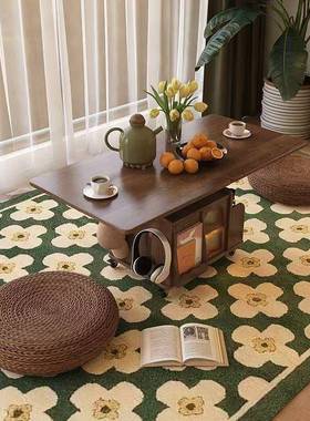 实木爆升降茶几移动茶推车折叠餐桌两000000用茶台多功能款桌客厅