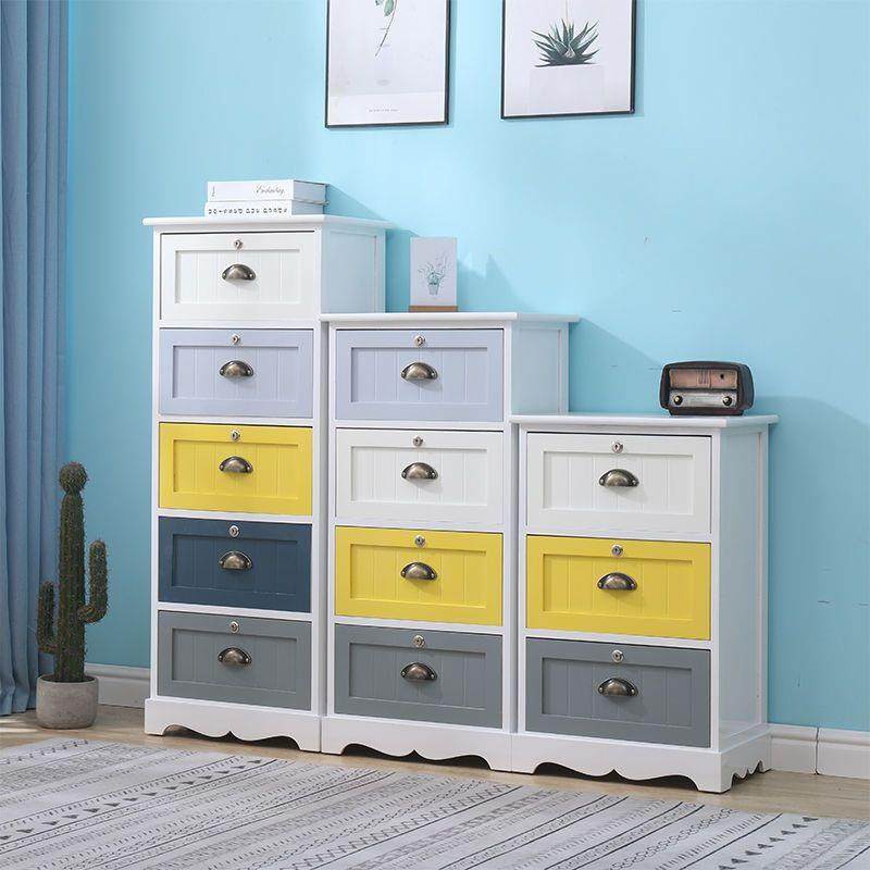 实带斗柜锁卧室储物柜抽屉整木理柜式KXF多功能文件柜客厅木头收