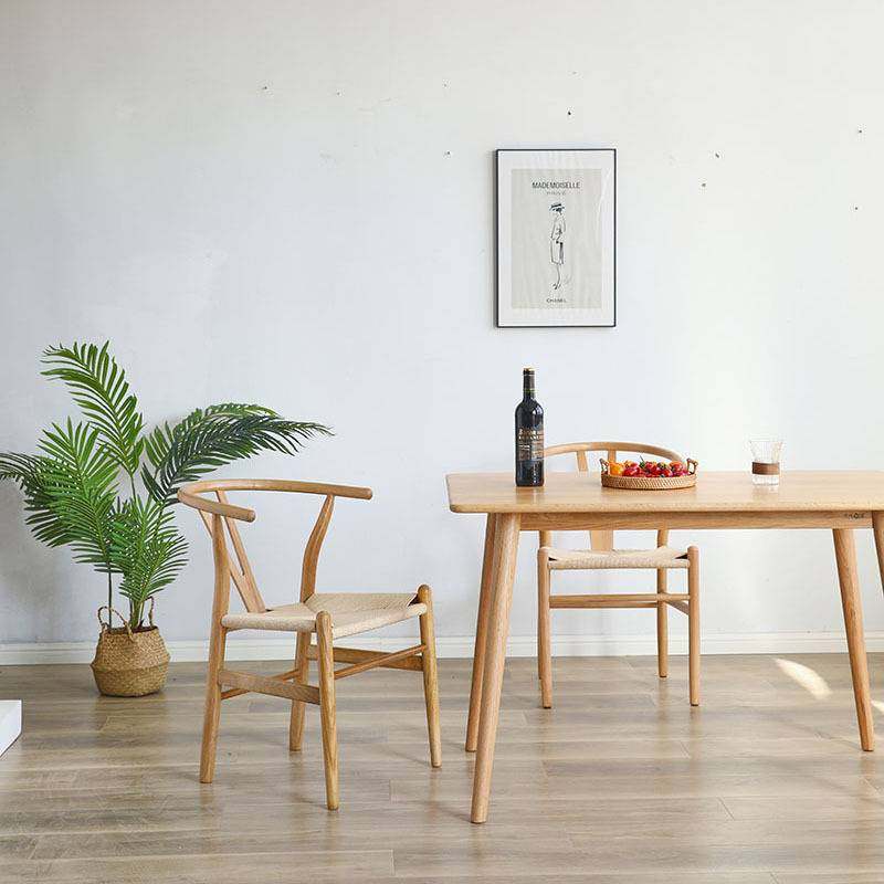 榉木Y椅中式藤椅现代简约白橡木实木书房椅子客厅餐厅餐椅编绳椅
