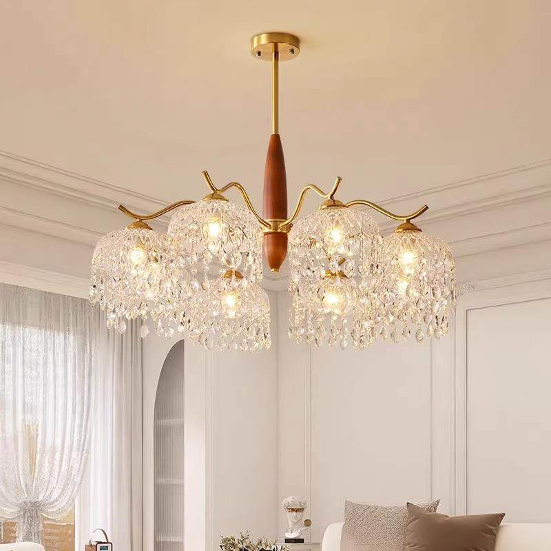 美苏式复古实木客厅吊灯法式乡护眼村灯玻璃流灯中473卧室餐古厅,家装灯饰光源,智能吊灯,淘宝优惠券,粉丝福利购,淘宝优惠卷