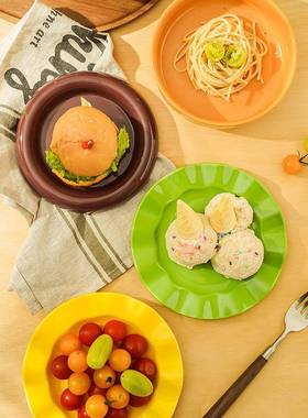 甜汉堡包造好看的盘子碗套装陶创意餐具63021可爱菜型盘品瓷碟釉