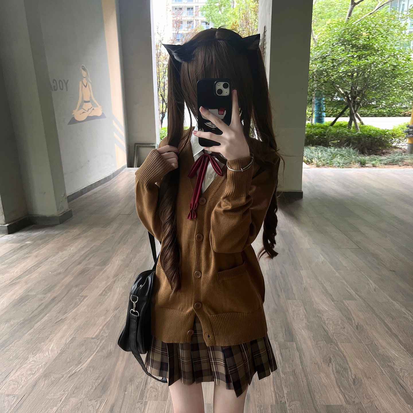春野奈正版JK制服秋冬套装格裙长袖毛衣开衫学院风校供软妹原创