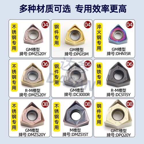 快进给WNMU08刀片铸铁数控铣刀片04重切削六角开粗90度铣刀盘MFWN