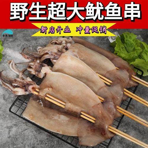 100支新鲜大鱿鱼串铁板烧烤油炸火锅鱿鱼板速冻鱿鱼片八爪鱼章鱼