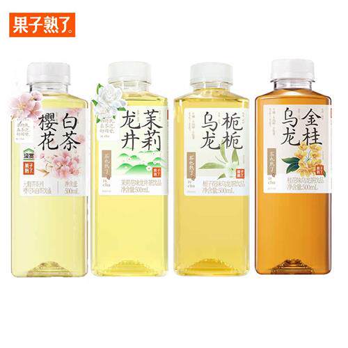 果子熟了无糖茶饮料500ml*12瓶0糖0卡茉莉龙井金桂乌龙茶