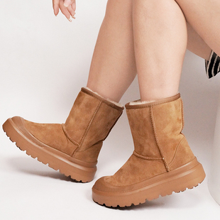 【王博5825】桑坡羊皮毛一体雪地靴中筒时尚明星同款潮流