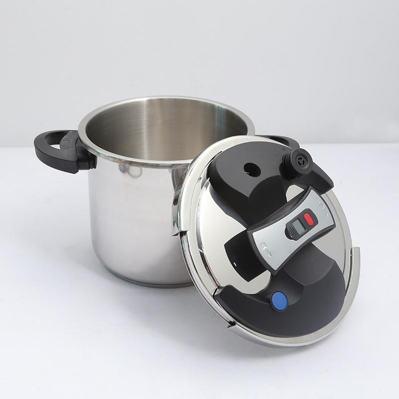 厨房带计6时器旋转开关压压6L7L9L锅玻璃盖L家压用不锈钢高带锅