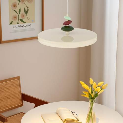 全光碟餐灯现代简237约厅飞盘吊灯餐桌家用高飞级感谱奶油风M豆灯