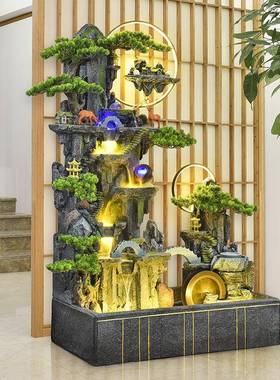 UXT送新式流水摆件地迎客松中假山生落财酒店会所餐厅家居摆放开