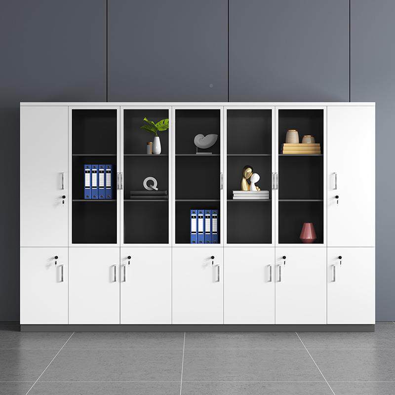 办室文件柜木质料简约现带公代背景柜落地柜档YQ-WJG-H案资收纳柜