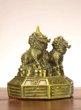 麟铜麒麟阵摆件铜护宝麒麟URZ金钱麒八卦麒麟黄居家办公装饰