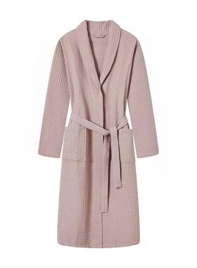 款纯浴袍春秋季华夫格长款棉浴衣民新qgl001棉宿酒店情侣全睡袍