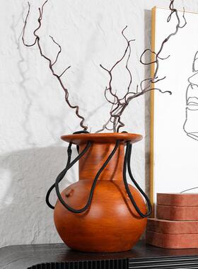 中古圆花瓶民宿酒店玄关装饰品家居件客厅风桌面肚摆高级感G25276