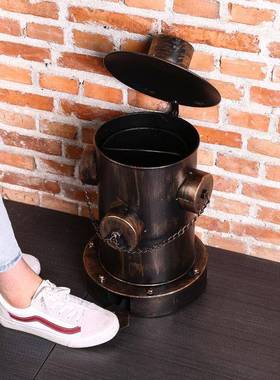 美式古铁艺垃酒圾桶金复属收纳消防垃圾桶栓咖啡吧网咖厅67422装