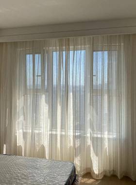 窗选亚麻麻纱客厅卧室阳台窗纱新款帘纱帘法日SRI式卧室窗纱纱透