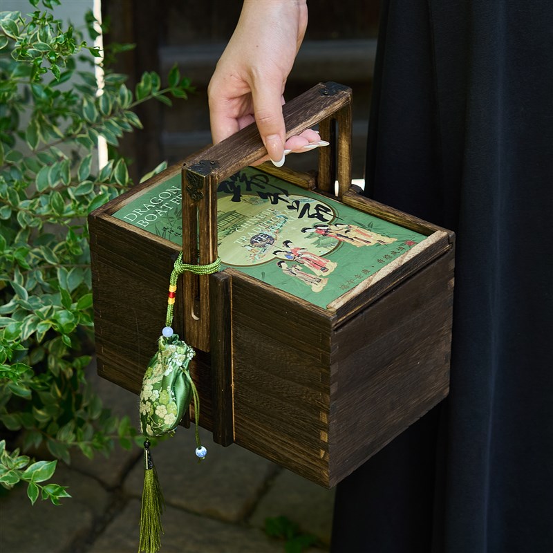 2025新款端午节粽子手t提木盒咸鸭蛋礼盒空盒礼品盒熏黑木盒定制