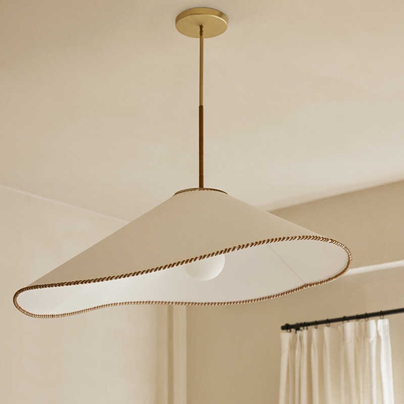 法式中古餐厅黄j铜创意吊灯日式侘寂风卧室客厅复古民宿禅意布艺