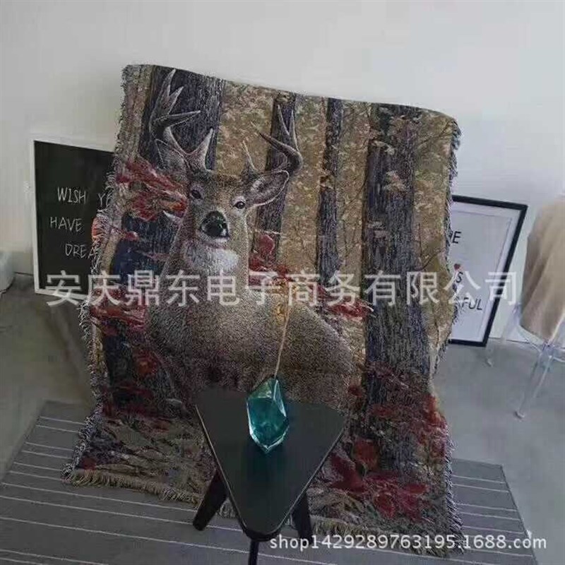 欧美针织线毯墙上挂毯装饰毯子单人沙发巾密织盖R布防尘沙发巾空