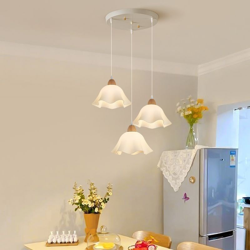 餐厅吊灯现代简约创意灯具田园日A式花朵三头餐桌饭厅吧台床头灯