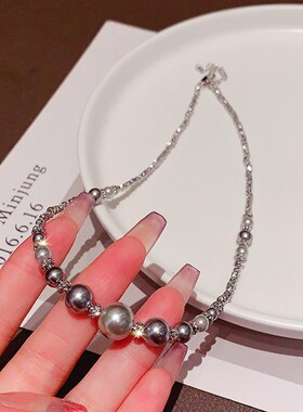 碎银天然淡水珍珠项链女新款清冷高级感配饰百搭轻奢时尚复古首饰