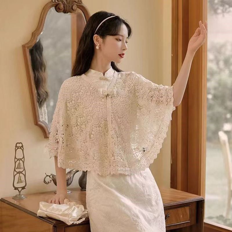 配旗袍专用披肩复古国风夏天开衫外搭新中式披风时尚洋气薄款斗篷