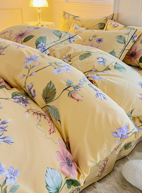 60支纯棉被套单件180px200cm全棉田园风斜纹被罩1.5米夏季定做订