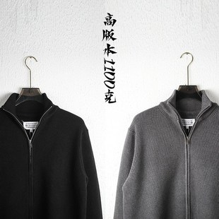 W超出想象 马拉高领拉链保暖纯棉开衫毛衣外套男女MM6重磅针织衫