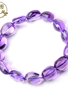 乌拉圭天然紫水晶随型手链女款甜美个性紫色手串手饰品送闺蜜礼物