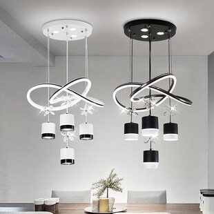 2024新款水晶LED餐厅灯吊灯现代简约高级卧室Q鱼线灯饭厅中山灯具