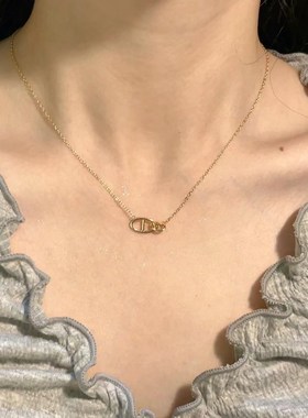 999纯银莫比乌斯环项链女轻奢小众高级感双扣锁骨链2024新款爆款