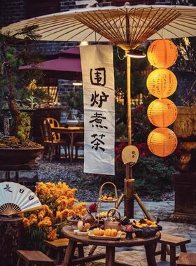 中式户外大油纸伞古风防雨遮阳大油纸伞复古庭院伞围炉Z煮茶网红