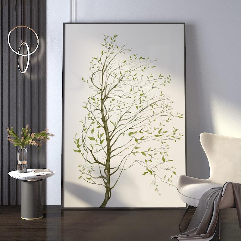 北欧简约现代清新玄关装饰画极简树木客厅沙发后壁画餐厅走廊挂画
