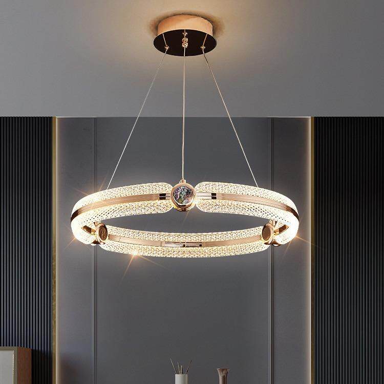 北欧餐厅吊灯后现代轻奢家用圆形单环吧台饭厅餐桌灯具简约卧室灯