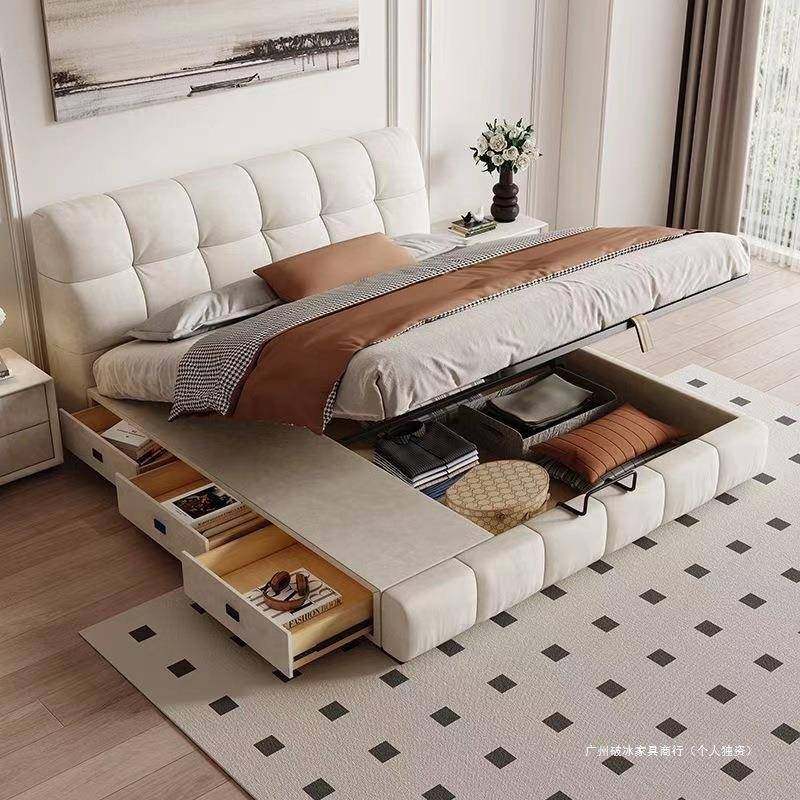 意式轻奢真皮床2米现代主卧储物床1.8米泡芙1.5米婚床双人简约床,智能设备,其他智能设备,淘宝优惠券,粉丝福利购,淘宝优惠卷
