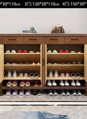 中式实款木柜家用入户GVL口超窄鞋橱柜防尘大容量收鞋纳储门物柜