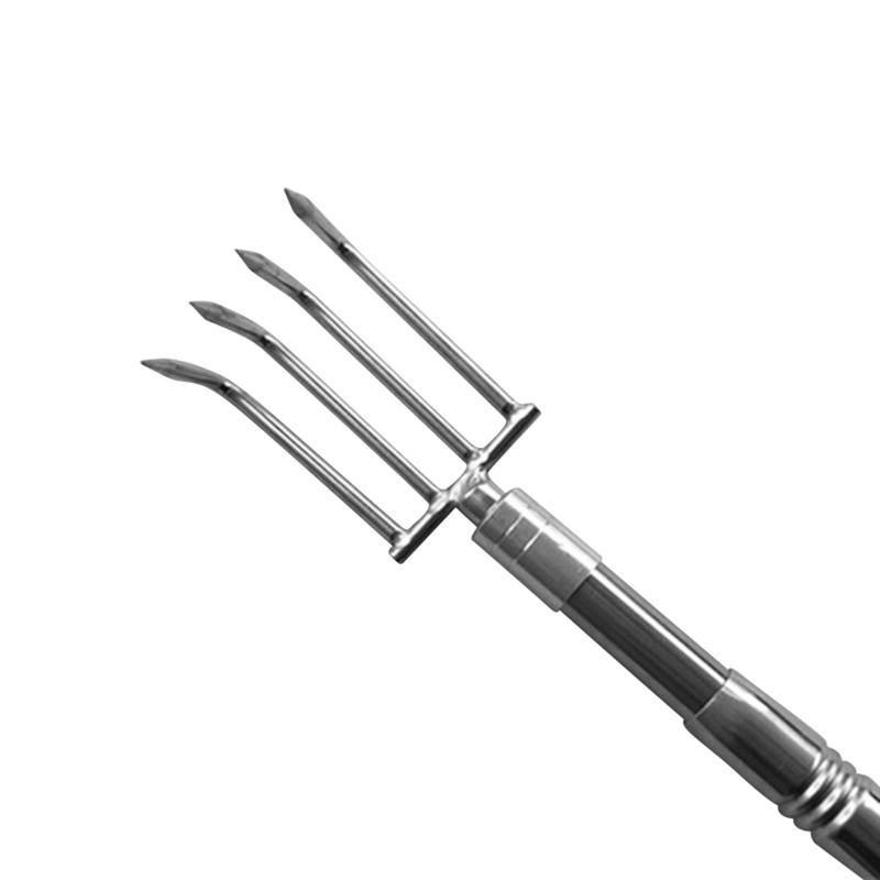 不锈钢加厚4齿耙子7型金属水草钩子5米7米加长Q伸缩抄网杆取物耙