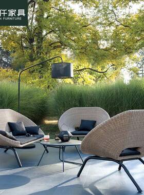 p-8964户外藤编沙发组合庭院外花休闲藤椅露天阳台简宿约躺椅民室