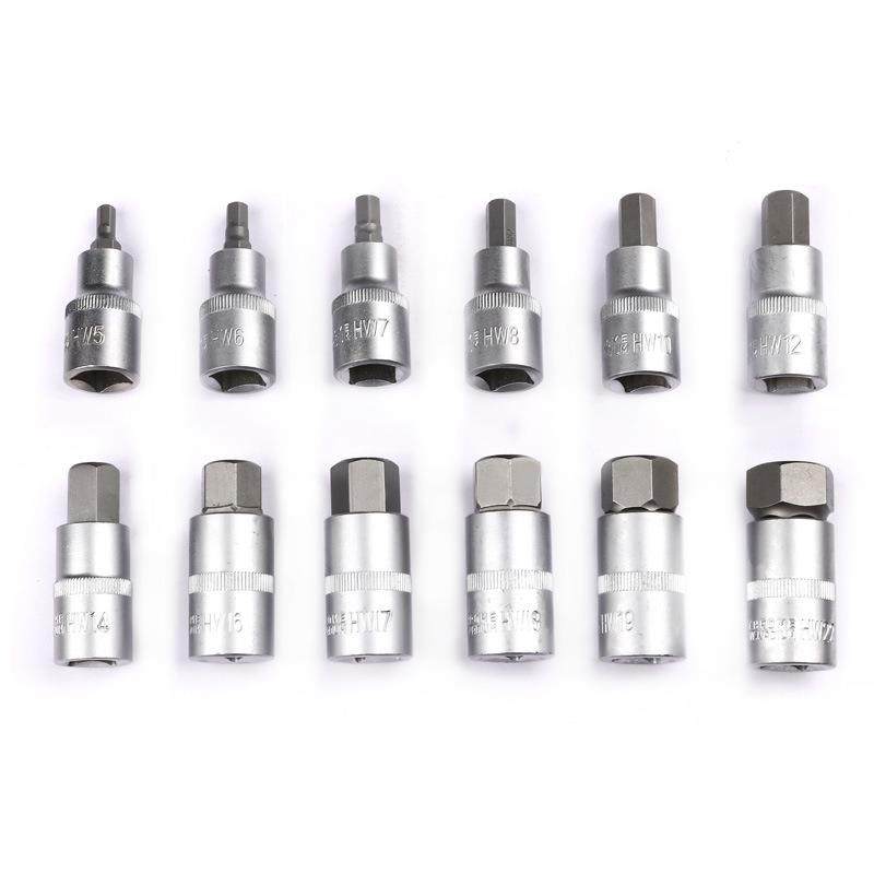 12PC工1/2规格工具钢滚花套压LOL批筒气动汽修组五金套具