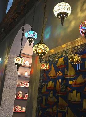 低价CC1M00异民族特色个域性餐厅咖啡酒厅吧网装饰手工彩色咖玻璃