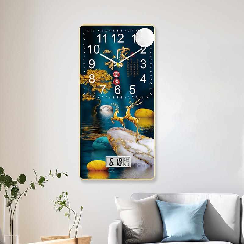新房款m24晶瓷钟客约厅挂钟北欧挂墙家用书时尚简静音钟表日历时