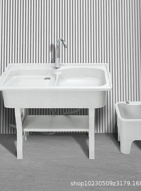 加厚石英带外石室槽阳台家用一DIGE体成型搓板洗衣池水盆